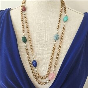 Vintage German Gold Station Necklace